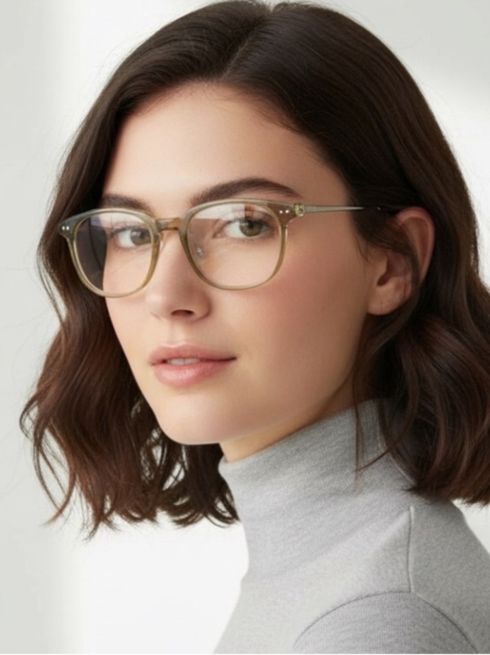 Linda Farrow LFL724 Linear D-Frame Glasses Clear Truffle White Gold NWT Full Set